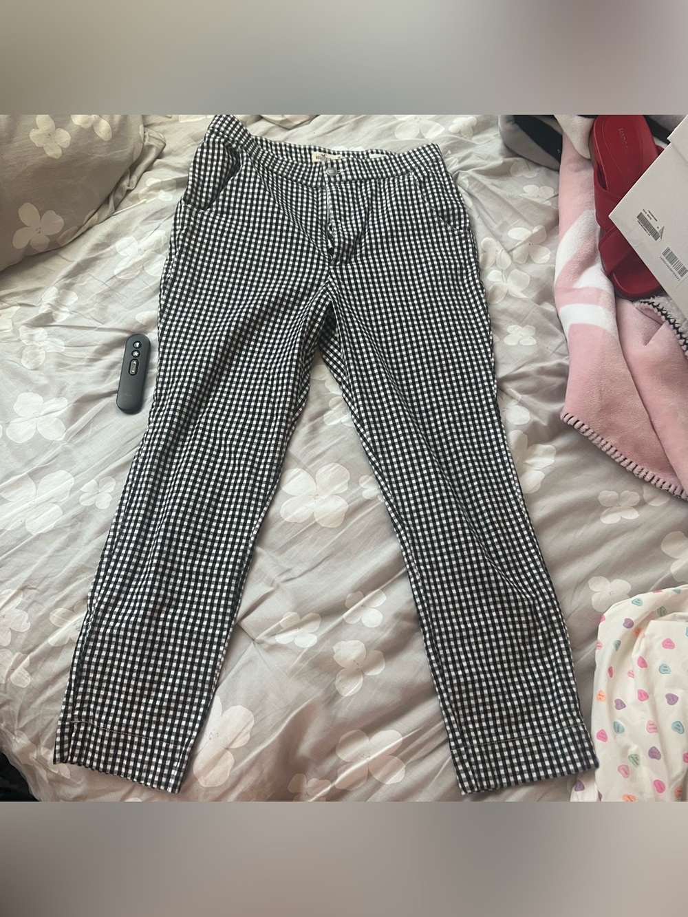 Women's Black & White Gingham Slim Jeans